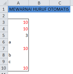 Mewarnai huruf otomatis